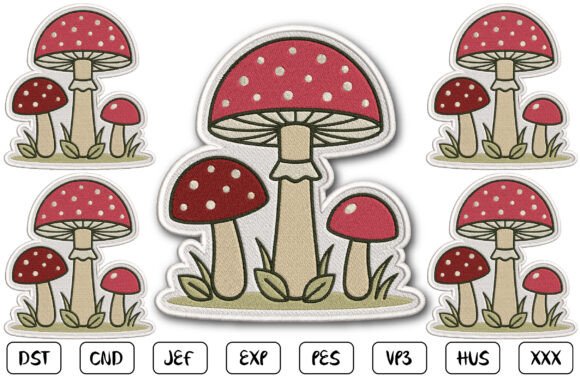 Charming Mushroom Trio Patch Embroidery for Craft Fair Appeal