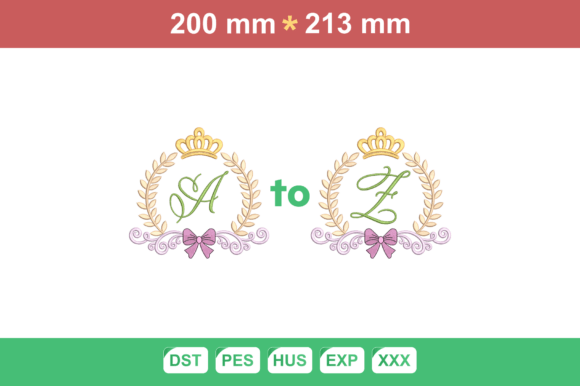 Elegant Royal Crown Monogram A-Z Embroidery Set