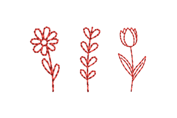 Floral Line Art Embroidery Bundle