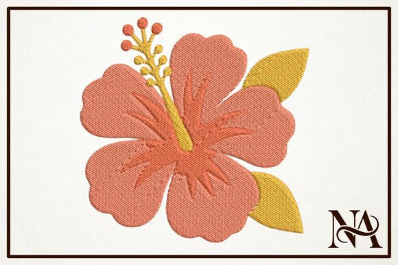 Tropical Hibiscus Floral Embroidery